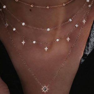 Bohemian Multi-layer Crystal Pendant Necklace